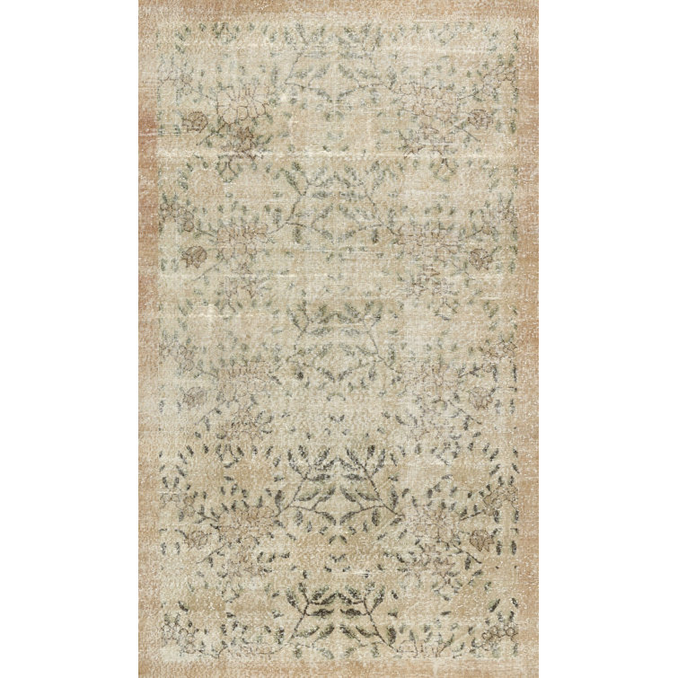 East Urban Home Floral Light Olive/Beige Area Rug Wayfair